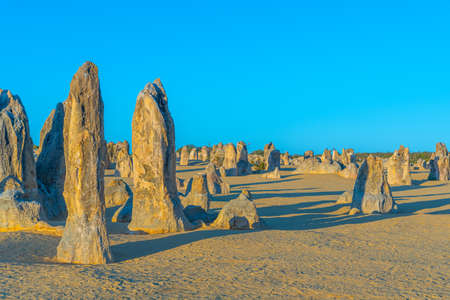 Sunset over the Pinnacles desert in Australiaの写真素材