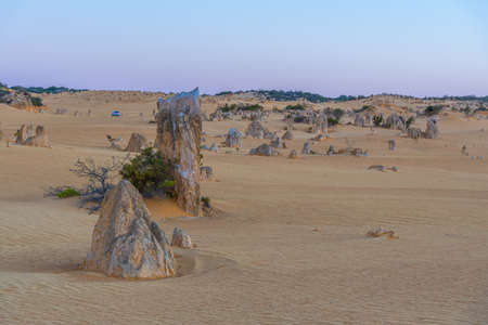 Sunset over the Pinnacles desert in Australiaの写真素材