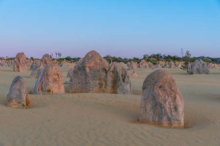 Sunset over the Pinnacles desert in Australiaの写真素材
