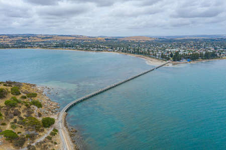 Wooden causeway connecting Victor Harbor with Granite island in Australia