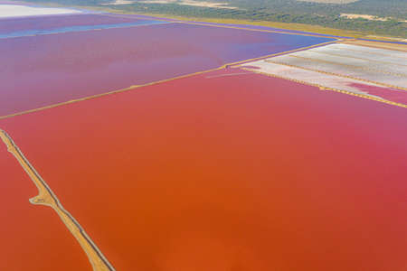Pink lake at port gregory in Australiaの写真素材