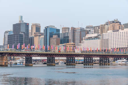 SYDNEY, AUSTRALIA, DECEMBER 30, 2019: Cityscape of Sydney viewed from Darling Habrour, Australiaの写真素材