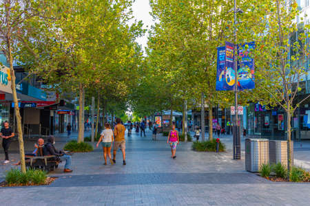 PERTH, AUSTRALIA, JANUARY 18, 2020: View of a shopping street in Perth, Australia