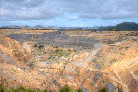 Aerial view of Martha mine at Waihi, New Zealandの写真素材