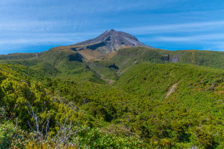 Mt. Taranaki viewed during a sunny day at New Zealandの写真素材