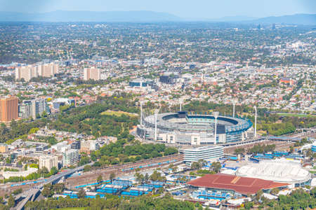 Aerial view of sport stadiums in Melbourne, Australiaのeditorial素材