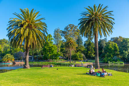 Artificial pond Royal botanic garden in Melbourne, Australiaのeditorial素材