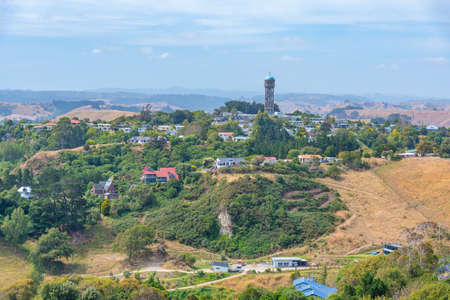 Aerial view of Whanganui, New Zealandの写真素材