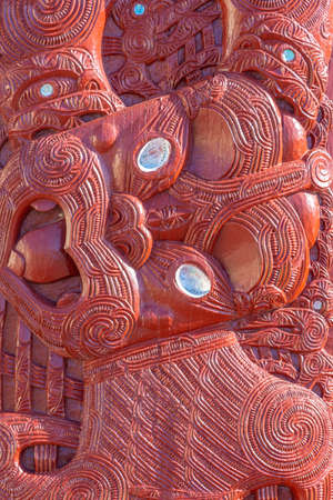 Maori sculpture at Rotorua in New Zealandの写真素材
