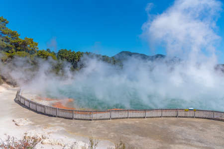 Champagne pool at Wai-O-Tapu in New Zealandの写真素材