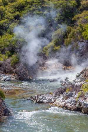 Stream at Wai-O-Tapu in New Zealandの写真素材