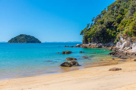 Onetahuti beach at Abel Tasman national park in New Zealandの写真素材