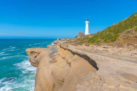 Castlepoint lighthouse in New Zealandの写真素材