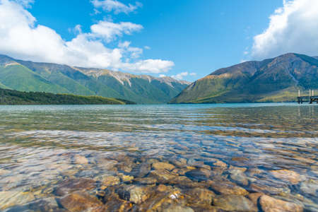 View of lake Rotoiti in New Zealandの写真素材
