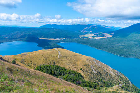 Panorama of lake Rotoiti in New Zealandの写真素材