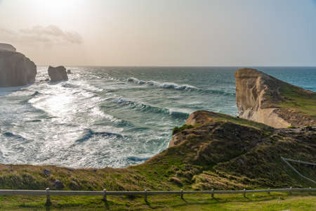 Landscape of Tunnel beach near Dunedin, New Zealandの写真素材