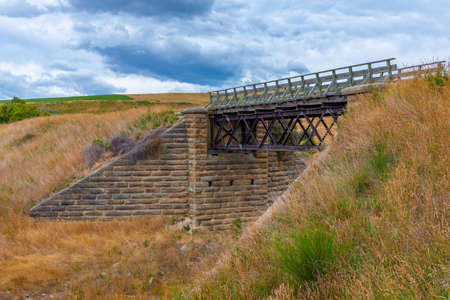 Bridge as a part of Central Otago Railway bicycle trail in New Zealandの写真素材