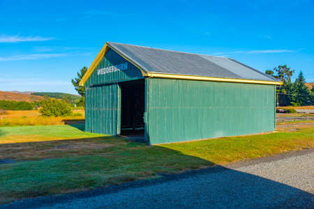 Former train station at Wedderburn on course of Central Otago Railway bicycle trail in New Zealandのeditorial素材