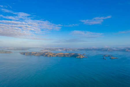 Aerial view of bay of islands in New Zealandの写真素材