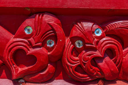 Maori war canoe at Waitangi treaty grounds in New Zealandの写真素材