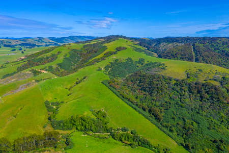 Aerial view of landscape of Caitlins region of New Zealandの写真素材