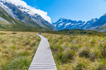 Hooker valley leading to Aoraki / Mount Cook in New Zealand