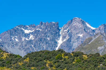 Peaks of Aoraki / Mount Cook national park in New Zealand