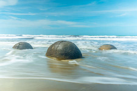 Moeraki Boulders in New Zealandの写真素材