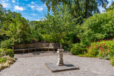 Fountain with a sculpture at Christchurch Botanic gardens, New Zealandの写真素材