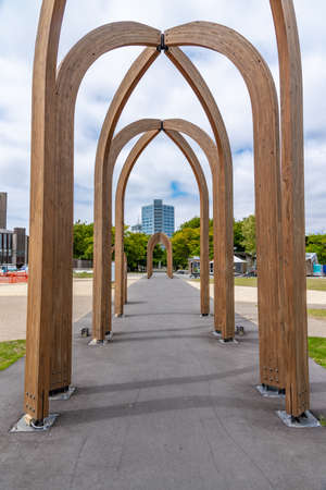 Wooden arches in Christchurch, New Zealandの写真素材