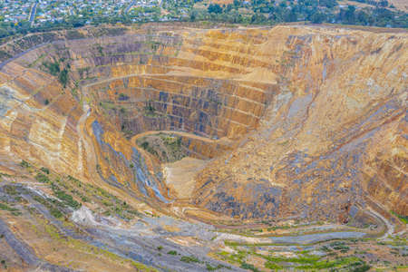Aerial view of Martha mine at Waihi, New Zealandの写真素材
