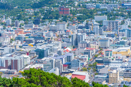 Aerial view of downtown Wellington, New Zealandのeditorial素材