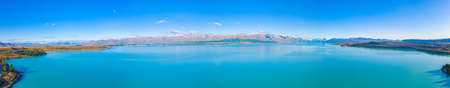 Aoraki / Mt. Cook viewed behind lake Pukaki in New Zealandの写真素材