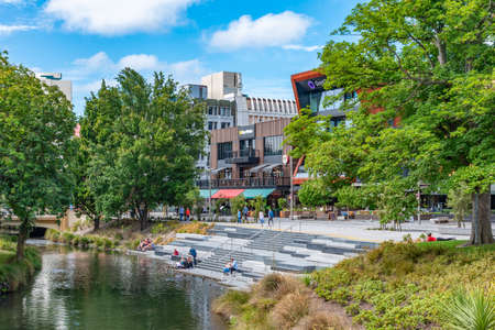 CHRISTCHURCH, NEW ZEALAND, JANUARY 21, 2020: Sunny day at Oxford terrace in Christchurch, New...