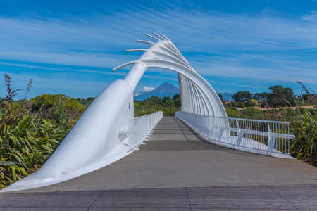 Mt. Taranaki viewed through Te Rewa Rewa bridge at New Plymouth, New Zealandのeditorial素材