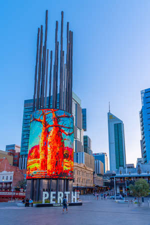 PERTH, AUSTRALIA, JANUARY 19, 2020: Perth Digital tower at the end of William street, Australiaのeditorial素材
