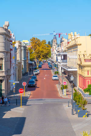 FREMANTLE, AUSTRALIA, JANUARY 19, 2020: Street with historical houses in Fremantle, Australiaのeditorial素材