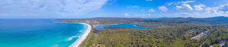 Aerial view of Binalong bay in Tasmania, Australiaの写真素材