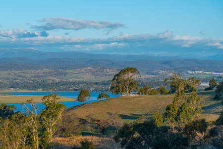 Valley of river Tamar in Tasmania, Australiaの写真素材