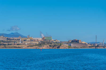Zinc smelter on shore of Derwent river in Hobart, Australiaの写真素材