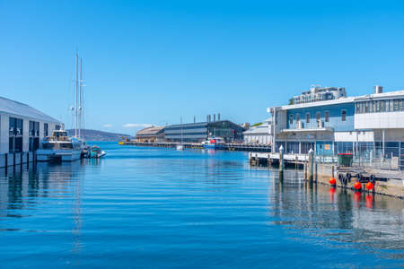Piers in the port of Hobart in Australiaの写真素材