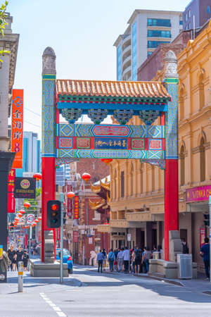 MELBOURNE, AUSTRALIA, DECEMBER 31, 2019: Street in Chinatown of Melbourne, Australiaのeditorial素材