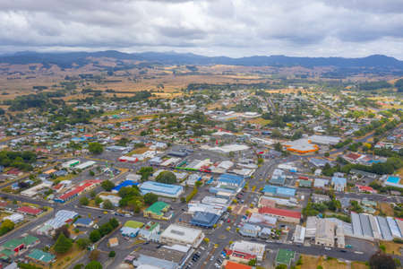 WAIHI, NEW ZEALAND, FEBRUARY 15, 2020: Aerial view of Waihi, New Zealandのeditorial素材