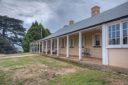 Porch of a mansion at Woolmers estate â world heritage convict site in Tasmania, Australiaのeditorial素材