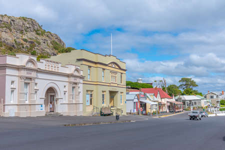 STANLEY, AUSTRALIA, FEBRUARY 28, 2020: Colorful houses in the center of Stanley, Australiaの写真素材