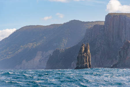 Cathedral rock at Tasman national park in Tasmania, Australiaの写真素材