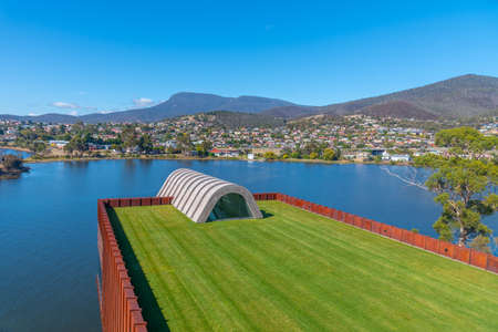 MONA â museum of Old and New Art situated at Berriedale bay of river Derwent in Hobart, Australiaのeditorial素材