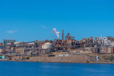 Zinc smelter on shore of Derwent river in Hobart, Australiaのeditorial素材