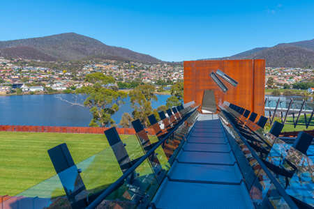 MONA â museum of Old and New Art situated at Berriedale bay of river Derwent in Hobart, Australiaのeditorial素材