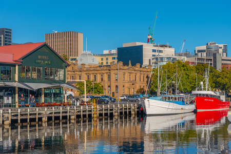 HOBART, AUSTRALIA, FEBRUARY 22, 2020: Constitution dock at port of Hobart in Australiaの写真素材